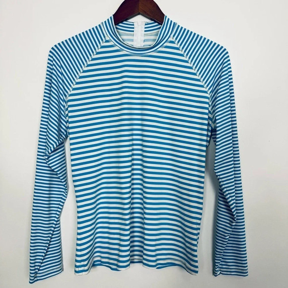 J. Crew Long-sleeve Rash Guard in Classic Stripe Blue Size XXL - Picture 4 of 8
